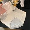 10A Antibacterial Entrepierna Alargada Sexy Estilo Deseo Puro Encaje Sin Marcas Ropa Interior para Mujer Verano Seda de Hielo Cintura Media Algodón Puro para Niñas