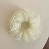 Goma para el pelo de encaje bordado súper de hada dulce estilo francés, doble capa, elegante para coleta alta o moño, accesorio para el cabello para mujer