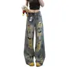 Calça Jeans Rasgada Feminina Verão Fina Solta Reta Perna Larga Tendência Marca Mendigo Malandro Cool Calças Streetwear Americano Casual