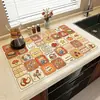 Estilo Americano Encimera de Cocina Alfombrilla Absorbente de Cuero Alfombrilla Drenante para Fregadero Baño Dibujos Animados Protección de Encimera para Grifo