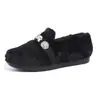 Mocasines peludos de invierno con pedrería para mujer, zapatos de mujer de felpa y engrosados con suela blanda, venta directa del fabricante, zapatos cálidos de algodón slip-on transfronterizos