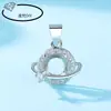 Pingente de Cobre Planeta Feliz Pequeno Vazio Banhado a Platina Pingente Vazio DIY Inlaid com Fundo Pontiagudo Redondo Huizi Diamante Jade Pingente 925