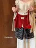 Traje de Primavera y Otoño para Niñas 2025 Nuevo Estilo Coreano Moda para Bebé Niña Camisa de Punto de Tirantes para Fondo y Pantalones Conjunto Casual de Tres Piezas