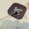 Grampo de Cabelo com Borla Floral Estilo Chinês para Mulheres, Acessório de Cabelo Hanfu de Nicho de Luxo de Alta Qualidade, Joia de Estilo Antigo, Grampo de Cabelo Versátil da Moda