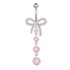 Set de 5 piezas de piercing para ombligo de acero inoxidable transfronterizo con lazo simple e incrustación de circonita, joyería piercing sexy en forma de corazón al por mayor