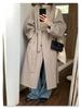 Abrigo Chaqueta de Lana de Doble Vista Simple Elegante de Alta Calidad para Desplazamiento al Trabajo Cosido a Mano para Mujer