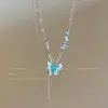 Alas de los Sueños~Collar de Lazo Azul para Mujer, Cadena de Clavícula de Alta Gama Primavera/Verano, Nuevo Accesorio de Nicho 2026