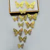 Decoración de mariposa de papel con simulación tridimensional 3D, accesorios de joyería de mariposa hueca tridimensional con textura metálica, pegatinas de pared para el hogar al por mayor