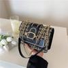 Bolsa de Corrente em Tecido de Lã Estilo Coreano, Bolsa Feminina Estilo Ocidental 2025 Nova Pequena, Bolsa Transversal de Ombro Feminina, Bolsa Tiracolo Tecida