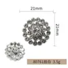 Botões florais tridimensionais redondos estilo europeu com strass e base de liga, botões costurados à mão em preto e branco, adequados para roupas, bolsas, sapatos e acessórios de strass