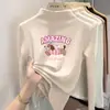Ropa interior base con forro polar para niñas, nueva colección otoño/invierno 2026, estilo coreano, moderna, para niños mayores, cuello semi-alto, camiseta de manga larga con forro polar