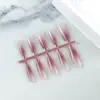 10 Piezas Personalizadas de Uñas Rubor Codificadas, Piezas de Manicura Degradado Brillantes Sin UV, Uñas Terminadas de Color Usables