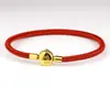 Serie Monólogo Dorado Hebilla Cuerda de Cuero Pulsera Redonda Titanio Acero Chapado en Oro Broche Pulsera Tejida