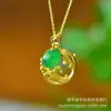 Pingente Cravejado de Calcedônia Verde Gelo Alto Estilo Casal Ágata Dourada Antiga Pingente Cravejado com Diamante Jade Buda Maitreya Venda Quente Transmissão ao Vivo