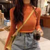 Suéter de Cuello Medio Alto de Calidad Manga Larga Tejido de Punto para Mujer Otoño Invierno Nuevo Estilo Capa Interior Capa Base Ajustado Ceñido