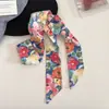 Pañuelo de Seda Estrecho Largo Floral Vintage, Diadema para el Cabello para Mujer, Elástico Elegante para el Cabello, Accesorio para el Cabello de Cinta, Diadema, Tocado, Cinta