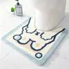Alfombra de suelo antideslizante absorbente con lazo para uso doméstico, alfombrilla de pie en forma de U engrosada con mechones para baño y inodoro