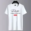 Camiseta de manga corta de color liso para hombre, verano, fina, holgada, de media manga, moderna, cuello redondo, camiseta interior, top casual versátil