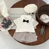 Conjunto de Verano para Bebé Niño Caballero con Pajarita y Mangas Cortas Conjunto de Dos Piezas con Top Elegante de Cuello Campana y Pantalones a Cuadros para Bebé