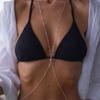 Cadena de pecho con diamantes de imitación para mujer, estilo europeo y americano, sexy, para bikini, de alta gama y combinable con todo, de verano