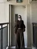 Conjunto deportivo casual marrón para mujer, chaqueta de otoño, nuevo atuendo estilo Maillard, conjunto de sudadera con capucha y pantalones de chándal