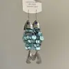 Pendientes de Pescado Pequeño con Disco de Escamas de Pescado Únicos y Exquisitos Estilo Europeo y Americano para Mujer, Ganchos de Oreja Retro de Moda, Joyería de Oreja Exagerada Estilo Frío