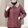Chaqueta de Algodón Acolchada de Cuero Grueso con Forro de Felpa para Mujer, Nueva Llegada de Invierno, Moda Estilo Occidental, Abrigo Acolchado de Algodón, Talla Grande Holgada para Mujeres de Mediana Edad, Abrigo Acolchado de Algodón