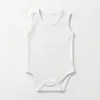 Macacão Romper de Algodão Listrado Transfronteiriço Gola Redonda Roupa de Engatinhar Body para Bebê Macacão para Bebê Sem Mangas Cor Sólida