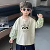 Conjunto de dos piezas T-shirt estilo primavera y otoño para niños 2026 nuevo otoño estilo coreano moderno bebé celebridad de internet a la moda camiseta básica
