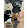 Falda Gris Retro Coreana de Dos Piezas Falsas para Mujer en Otoño e Invierno Nuevo Diseño Delgado de Cintura Alta Pantalones Sexy que Cubren la Cadera