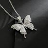 Colgante de mariposa de circonita con microincrustaciones europeas y americanas, collar de hip hop rap de moda para hombres, directo de fábrica, exclusivo transfronterizo