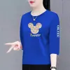 Comércio Eletrônico Transfronteiriço Comércio Exterior Camiseta de Sete Mangas Feminina Mãe de Meia-Idade Elegante Redutora de Idade Top Solto Emagrecedor