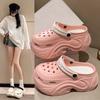 Sapatos com Furos de Solado Grosso de 9cm Aumentados Novos da Moda Feminina Baotou Duas Formas Casuais Sapatos de Praia Jardim Sapatos Plataforma Transfronteiriços