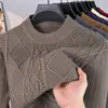 Venta al por mayor transfronteriza de suéteres para hombre: cuello redondo, engrosado para abrigar, casual, tejido jacquard de alta gama para otoño e invierno