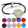 Pulseira de Óleo Essencial de Aromaterapia de Venda Quente Transfronteiriça Liga Difusor de Perfume Pulseira Corda Pulseira de Couro Preto para Homens e Mulheres