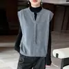Chaleco de punto 100% lana pura para mujer, moderno y elegante, nuevo modelo primavera y otoño 2026, suéter chaleco de cuello redondo para exteriores