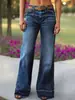 Moda Femenina Primavera/Otoño 2026: Pantalones Anchos de Estilo Americano con Efecto Adelgazante, Presentando Elegantes Parches y Mezclilla Lavada para un Look Moderno