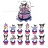 Nueva Decoración de Fiesta de Cumpleaños Infantil con Tema de Kuromi Charola de Papel Kuromi Banderín Mantel Tarjeta para Pastel Juego