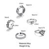 Anillo de Amor Abierto Geométrico Retro Simple Creativo para Mujer Personalizado ins Moderno Diseño Nicho Anillo de Cadena Juego de 5 piezas