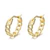 Aretes de aro de cadena vintage coreanos para mujer Plata de ley S925 18k geométricos redondos cadena lateral aretes cool de alta gama