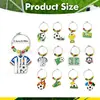 Llama de Propósito para el Mundial Identificador de Copa de Vino de Fútbol Decoración Temática del Mundial Adorno Colgante de Aleación con Goteo de Aceite