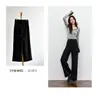 Pantalones de Cachemir Súper Cálidos 26 Invierno Mujer Nuevo Cachemir Sintético Engrosado de Cintura Alta Rectos de Pierna Ancha Casuales para Mujer