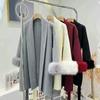 Comercio Exterior Transfronterizo Nueva Atmósfera Peluda Abrigo Capa con Cordones para Mujer Otoño e Invierno Chaqueta de Punto de Gama Alta