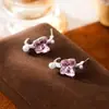 Pendientes de Mariposa Bosque de Cristal Fresco de Verano para Mujer, Pendientes Versátiles de Estilo de Lujo Ligero a la Moda, Pendientes Dulces de Nicho con Temperamento
