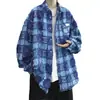 Camisa xadrez de manga comprida masculina primavera e outono high-end moda marca arrancar bonito camisa jaqueta estilo americano design retrô sentido top
