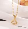 [Acero de Titanio] Collar Inteligente para Mujer Cobre Micro-incrustado Chapado en Oro Real Simple Ins Celebridad de Internet Cadena Fina para Clavícula Cadena para el Cuello