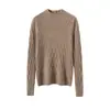 Patrón de Lichi Versátil Moda Estilo Casual Cuello Semialto Suave Camiseta Básica para Mujer Otoño e Invierno Cachemir Nuevo Suéter de Cachemir