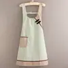 Delantal de cocina de algodón y lino estilo chino para cocina casera, delantal de cintura transpirable para mujer, vintage, resistente a las manchas, adecuado para ropa de trabajo de comedor y repostería