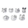 S999 Plata de Pie Muñeca Estereoscópica de Dibujos Animados Linda Cuentas Pulsera Hecha a Mano DIY Cuerda de Mano para Niños Accesorios de Plata Agujero Grande