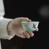 Conjunto de Chá de Kung Fu Moji Pintado à Mão Liuyan Ceramic Master Cup Casa Xícara de Chá Único Esmalte Interno Turquesa Verde Xícara de Chá
